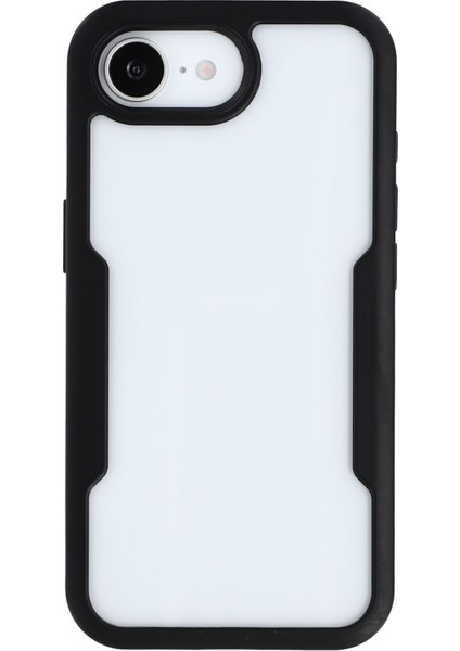 iPhone 16E Kılıfı Akrilik+Tpu Şeffaf Telefon Kılıfı Pet Ekran Filmi-Siyah (Yurt Dışından)