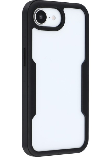 iPhone 16E Kılıfı Akrilik+Tpu Şeffaf Telefon Kılıfı Pet Ekran Filmi-Siyah (Yurt Dışından)