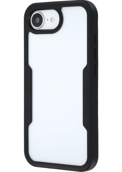 iPhone 16E Kılıfı Akrilik+Tpu Şeffaf Telefon Kılıfı Pet Ekran Filmi-Siyah (Yurt Dışından)