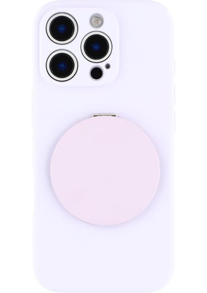 iPhone 16 Pro Kılıfı Düz ​​kenar Koruma Tpu+Pc Telefon Kılıfı Aynalı Ayaklı-Açık Mor (Yurt Dışından) modelleri