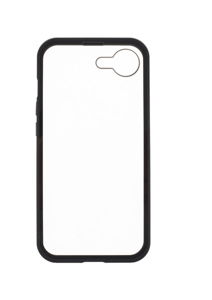 iPhone 16E Kılıfı Çift Taraflı Temperli Cam Manyetik Şeffaf Telefon Kılıfı-Siyah (Yurt Dışından)