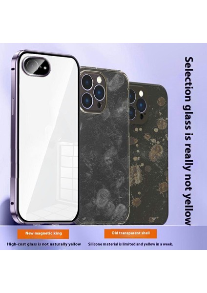 iPhone 16E Kılıfı Manyetik Adsorpsiyon Çift Taraflı Temperli Cam + Metal Telefon Kılıfı Tokalı - Mavi (Yurt Dışından) fiyatları