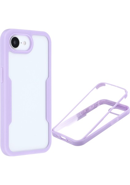 iPhone 16E Kılıfı Akrilik+Tpu Şeffaf Telefon Kılıfı Pet Ekran Filmi-Mor (Yurt Dışından)