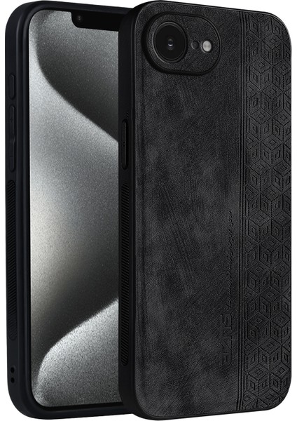 Azns iPhone 16E Kılıf Koruyucu Pu Deri Kaplı Tpu Telefon Kabuğu-Siyah (Yurt Dışından)