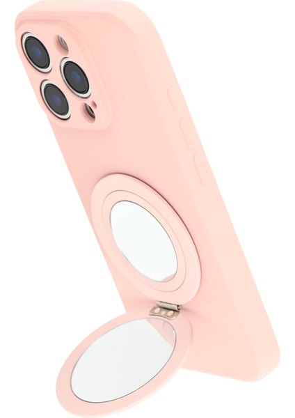 iPhone 16 Pro Kılıfı Düz ​​kenar Koruma Tpu+Pc Telefon Kılıfı Aynalı Ayaklı-Pembe (Yurt Dışından) indirimleri