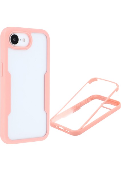 iPhone 16E Kılıfı Akrilik+Tpu Şeffaf Telefon Kılıfı Pet Ekran Filmi-Pembe (Yurt Dışından)
