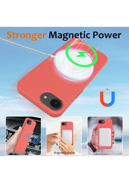 iPhone 16E Kılıfı Için Magsafe Anti-Düşme Sıvı Silikon Telefon Kılıfı ile Uyumlu-Sıcak Pembe (Yurt Dışından) modelleri