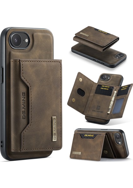 Dg.mıng M2 Serisi iPhone 16E Kılıf Pu+Pc+Tpu Telefon Kılıfı Çıkarılabilir Cüzdan-Kahve (Yurt Dışından)