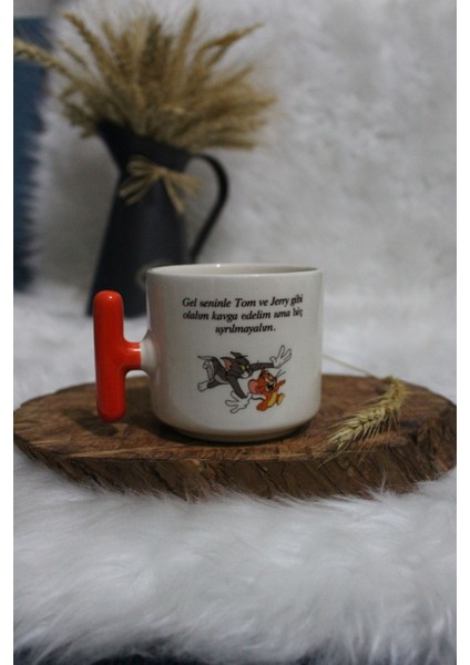 Krem Renkli Eğlenceli Yazılı Tüplü Kupa Bardak, 1 Kişilik, Bej Renk fiyatları