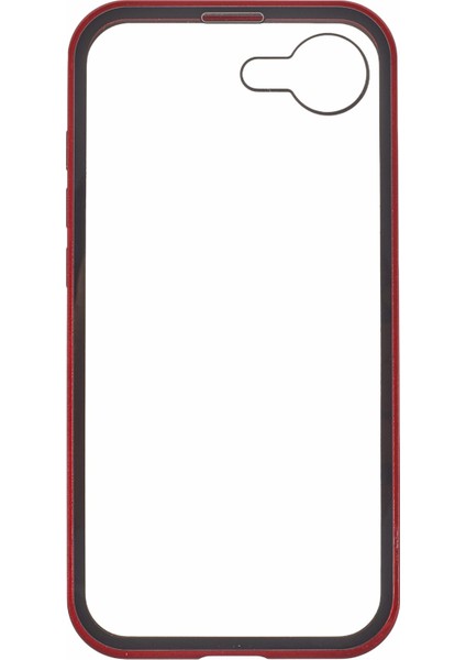 iPhone 16E Kılıfı Çift Taraflı Temperli Cam Manyetik Şeffaf Telefon Kılıfı-Kırmızı (Yurt Dışından)