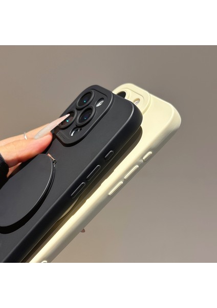 iPhone 16 Pro Max Kılıfı Düz ​​kenar Koruma Tpu+Pc Telefon Kılıfı Aynalı Ayaklı-Siyah (Yurt Dışından) indirimleri