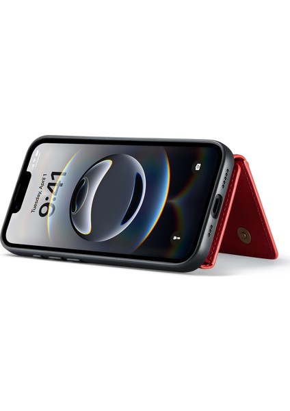 Dg.mıng M2 Serisi iPhone 16E Kılıf Pu+Pc+Tpu Telefon Kılıfı Çıkarılabilir Cüzdan-Kırmızı (Yurt Dışından)