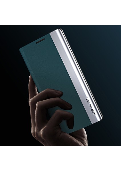 iPhone 16E Kılıfı Antidrop Deri Telefon Kılıfı Standlı-Safir (Yurt Dışından)