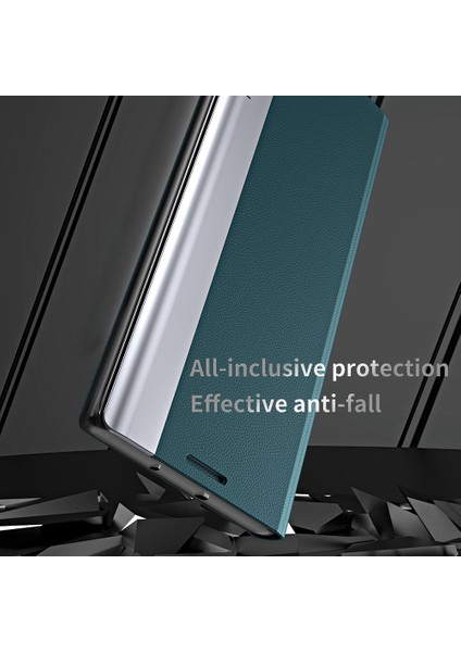 iPhone 16E Kılıfı Antidrop Deri Telefon Kılıfı Standlı-Safir (Yurt Dışından)