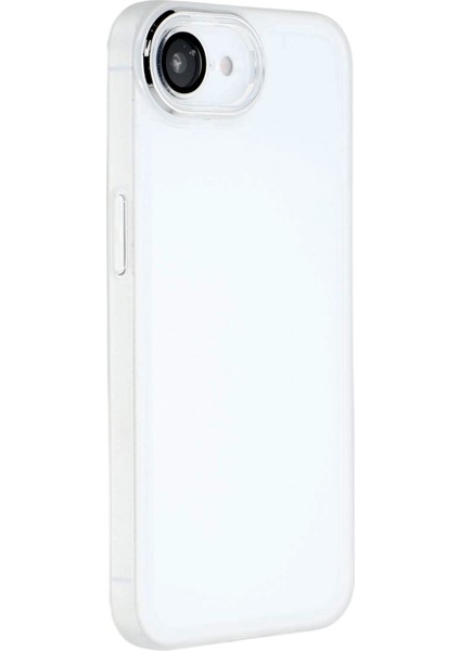 iPhone 16E Kılıfı Elektrokaplama Kamera Çerçevesi Tpu Telefon Kılıfı-Şeffaf Beyaz (Yurt Dışından)