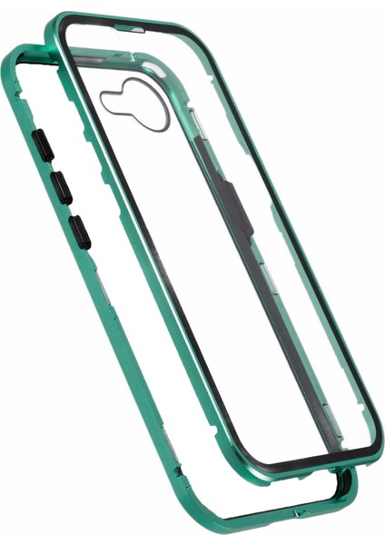 iPhone 16E Kılıfı Çift Taraflı Temperli Cam Manyetik Şeffaf Telefon Kılıfı-Yeşil (Yurt Dışından)