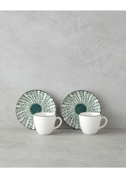 Yeşil Porselen 4'lü Kahve Fincan Takımı, 90 ml, 2 Kişilik, şık ve kullanışlı set fiyatları
