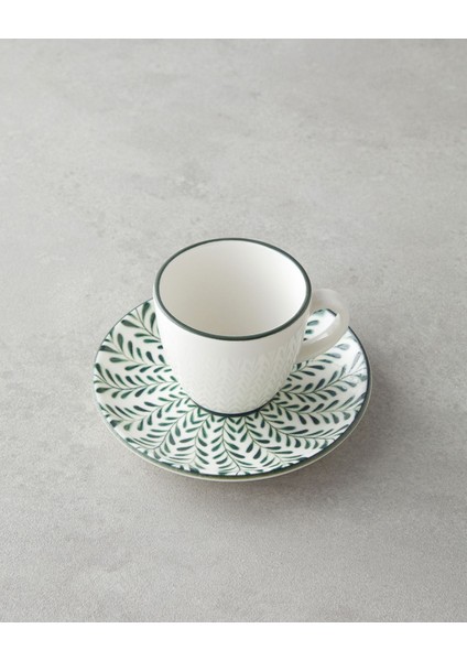 Yeşil Porselen 4'lü Kahve Fincan Takımı, 90 ml, 2 Kişilik, şık ve kullanışlı set modelleri