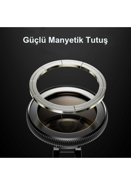 270° Dönen Mıknatıslı Telefon Tutucu, Siyah, 6 Ay Garanti