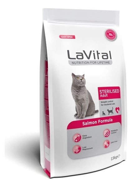 Lavital Sterilised Somonlu Kısırlaştırılmış Kedi Maması 1.5 kg fiyatları