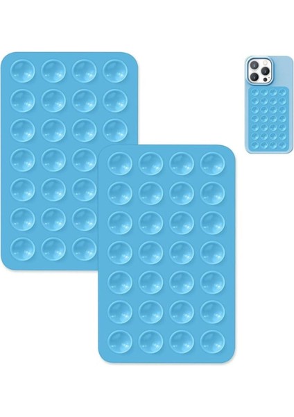 Aynaya Yapıştırılabilir Mavi Vakumlu Telefon Tutucu Telefon Kılıfı Silikon Yapışkanlı Kaymaz Vantuz
