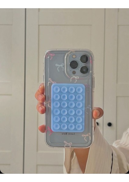 Aynaya Yapıştırılabilir Mavi Vakumlu Telefon Tutucu Telefon Kılıfı Silikon Yapışkanlı Kaymaz Vantuz modelleri