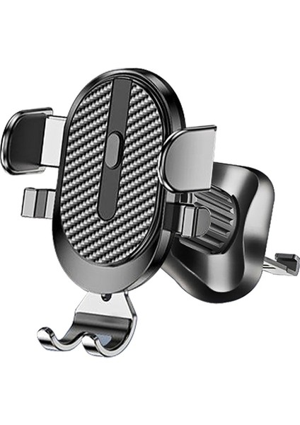 360° Dönebilir Araç İçi Telefon Tutucu, Metal Kelepçeli, Siyah Renk