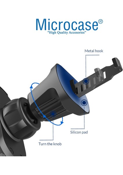 360° Dönebilir Araç İçi Telefon Tutucu, Metal Kelepçeli, Siyah Renk fırsatları