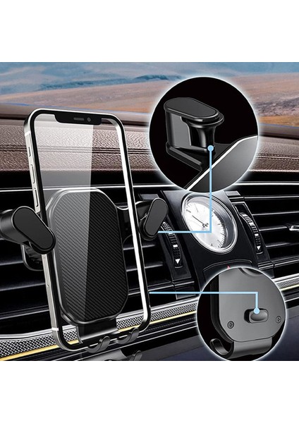 Araç içi 360° döner telefon tutucu, şık ve pratik tasarım, siyah renk fırsatları