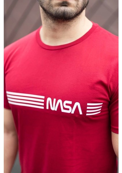 Erkek Kısa Kollu Nasa Baskı Basic Erkek T-Shirt indirimleri