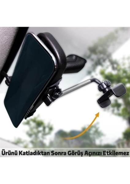 Siyah teleskopik araç içi aynaya uyumlu telefon tutucu, kolay kullanım, 6 ay garanti fırsatları