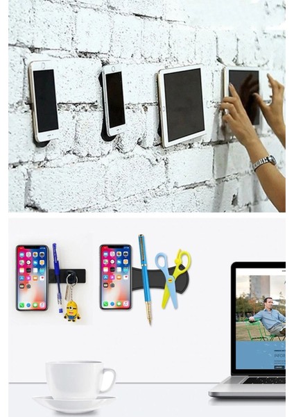 Siyah Güçlü Yapıştırıcı Cep Telefonu Tutucu Pad 3 Adet