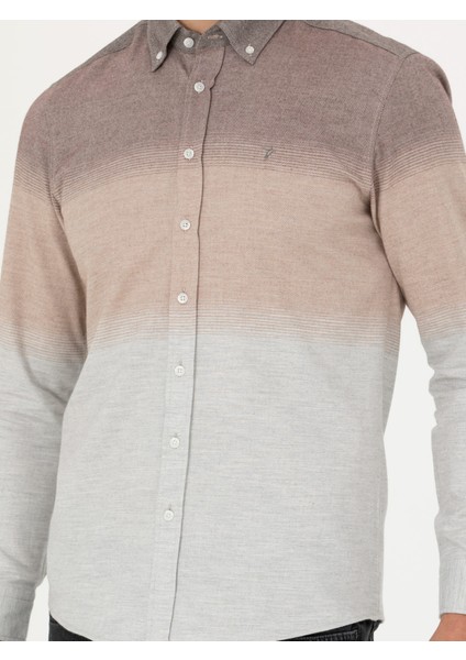 Erkek Kahverengi Slim Fit Uzun Kollu Gömlek 50272878-VR029