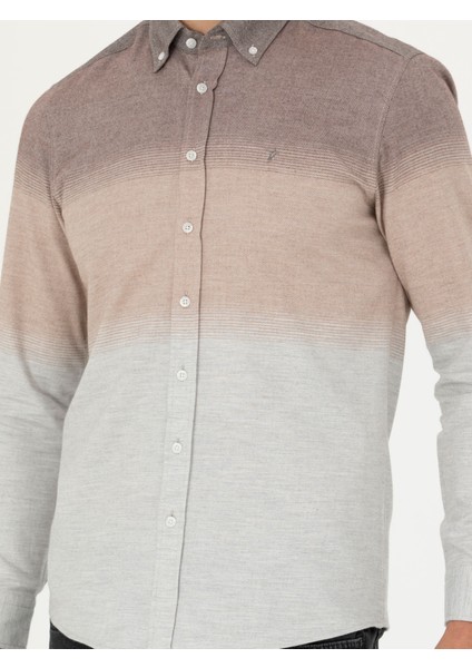 Erkek Kahverengi Slim Fit Uzun Kollu Gömlek 50272878-VR029