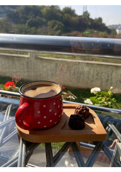 Ahşap kahve ve çay sunum tabağı, kişisel kullanım, 70 ml, şık ve doğal tasarım