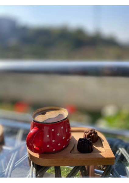 Ahşap kahve ve çay sunum tabağı, kişisel kullanım, 70 ml, şık ve doğal tasarım