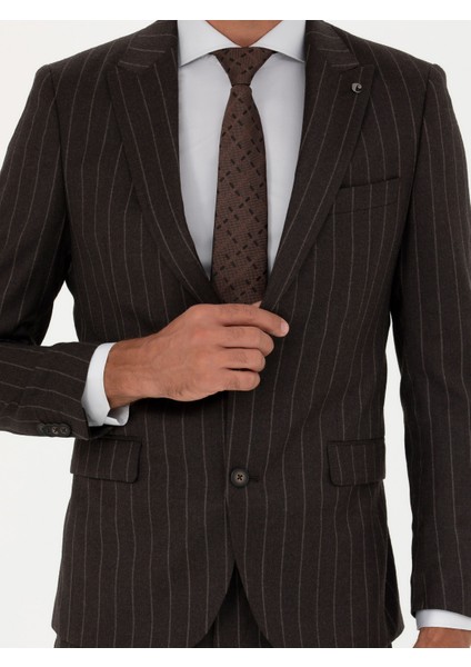 Erkek Kahverengi Slim Fit Takım Elbise 50272588-VR029