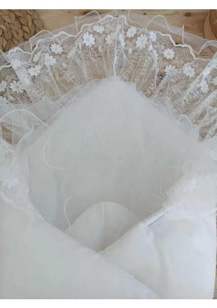 Yenidoğan Gelinlik Duvaklı Trilüks Kundak Bebek Battaniyesi Ekru fiyatları