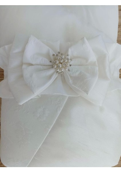 Yenidoğan Gelinlik Duvaklı Trilüks Kundak Bebek Battaniyesi Ekru modelleri