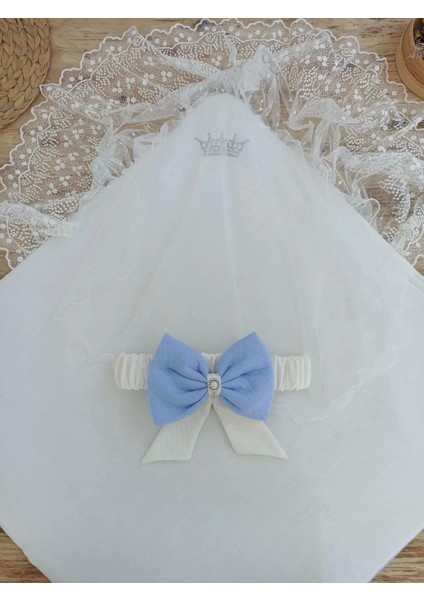 Bal Peteği My Prince Taç Nakışlı Inci Fiyonklu Dantel Duvaklı Delüks Kundak Bebek Battaniyesi Mavi fırsatları