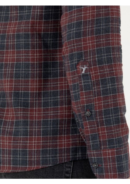 Erkek Bordo Slim Fit Uzun Kollu Gömlek 50282560-VR014
