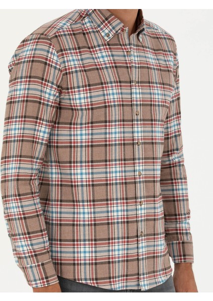 Erkek Vizon Regular Fit Uzun Kollu Gömlek 50272912-VR052