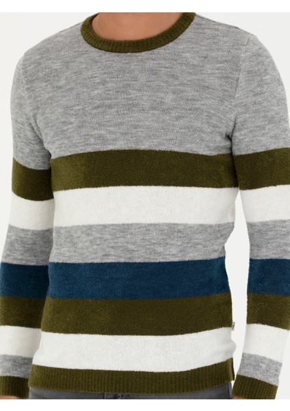 Erkek Haki Slim Fit Kazak 50271626-VR027