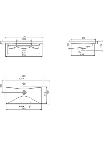 Seramik Cerastyle Elite 70 cm Etajerli Lavabo