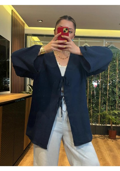 Kadın Müslim Kumaş Bağlamalı Kimono