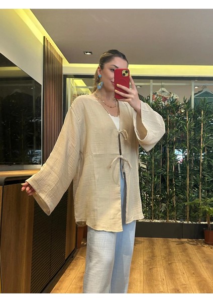 Kadın Müslim Kumaş Bağlamalı Kimono