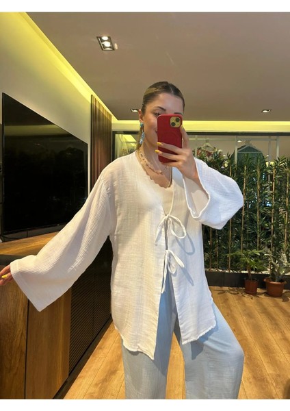 Kadın Müslim Kumaş Bağlamalı Kimono