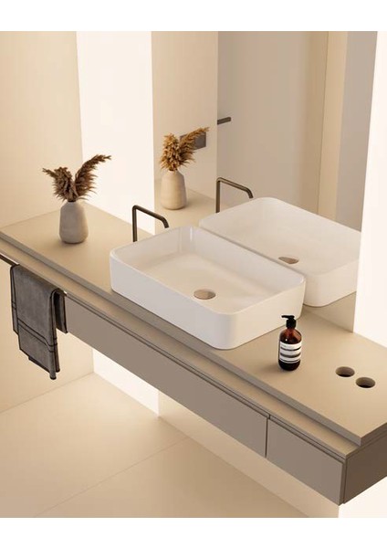 Cerastyle Hera 60 cm Tezgah Üstü Çanak Lavabo Modern Tasarım 1 Gözlü Ankastre