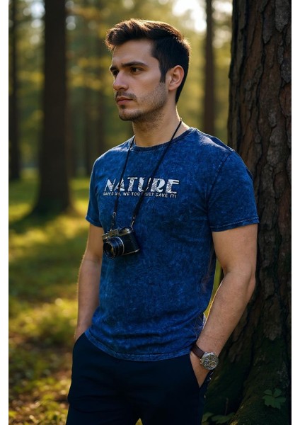 Erkek Fit Kesim Enjeksiyon Baskılı Pamuklu T-Shirt fiyatları