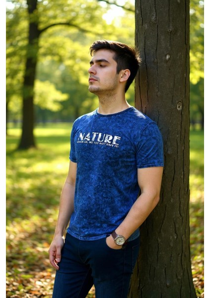 Erkek Fit Kesim Enjeksiyon Baskılı Pamuklu T-Shirt modelleri